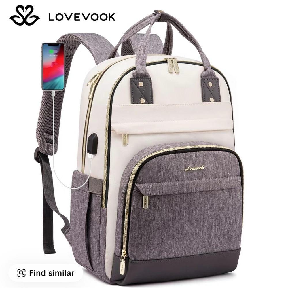 LOVEVOOK Women's Cream and Gray Backpack